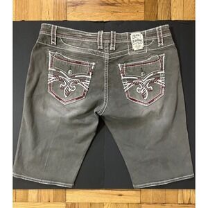 $220 Mens Rock Revival "Ocean" Desert Burgundy Wine Leather Inserts Shorts Sz 44